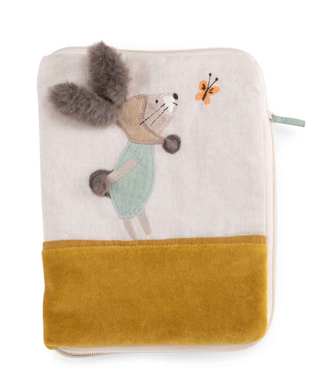 proteggi libretto sanitario moulin roty color ocra con coniglio della collana trois petit lapins