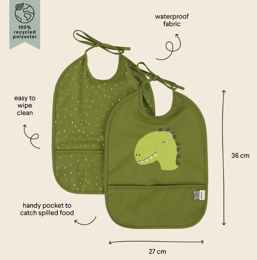 96-322 WATERPROOF BIB 2 PACK DINO
