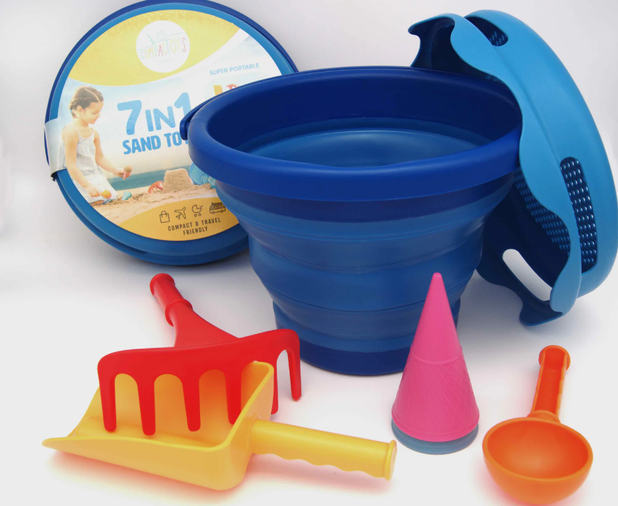 GIOCHI SABBIA 7 IN 1 BLU CON SECCHIELLO